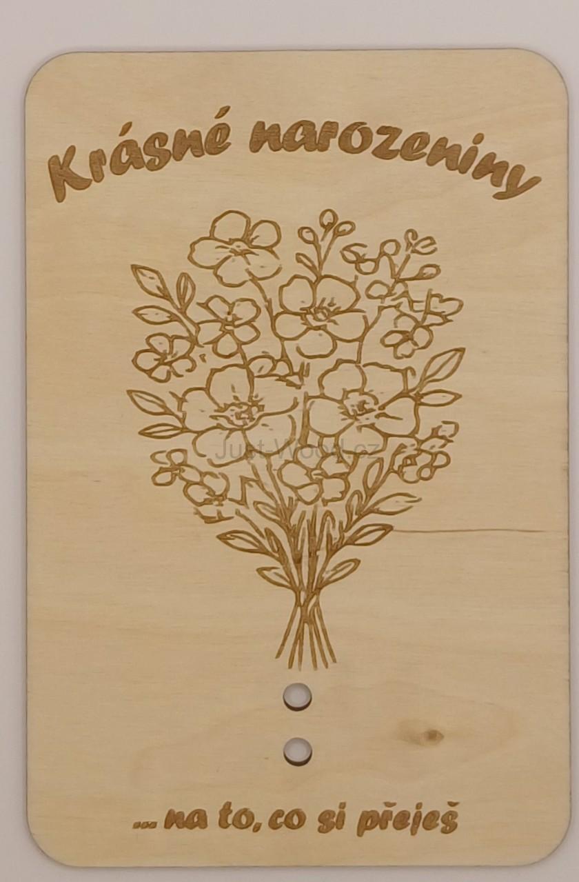 Dřevěné přáníčko na peníze (100 × 150 mm)