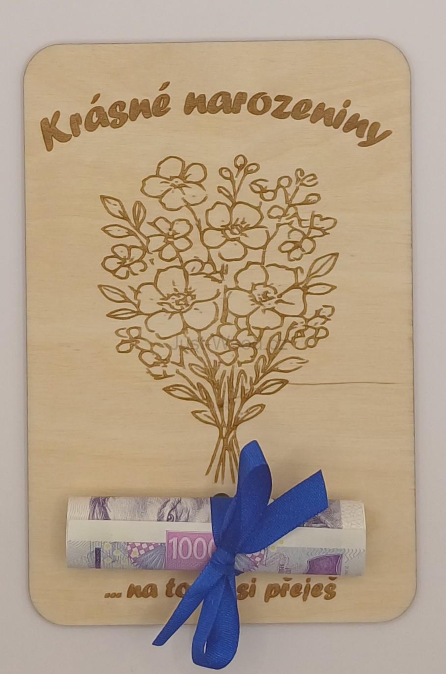 Dřevěné přáníčko na peníze (100 × 150 mm)
