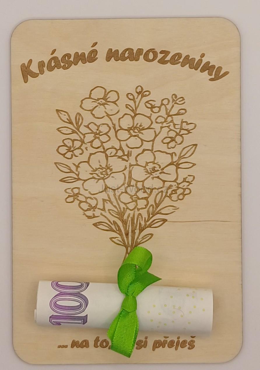 Dřevěné přáníčko na peníze (100 × 150 mm)