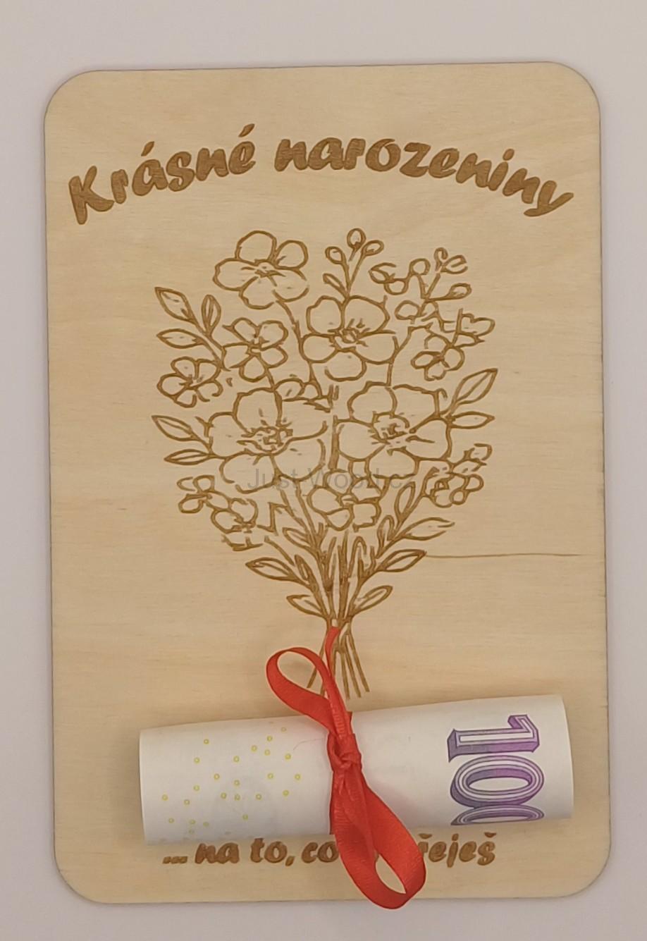 Dřevěné přáníčko na peníze (100 × 150 mm)