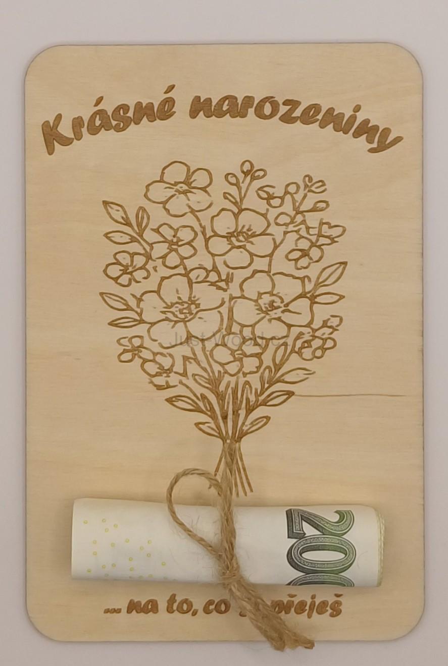 Dřevěné přáníčko na peníze (100 × 150 mm)
