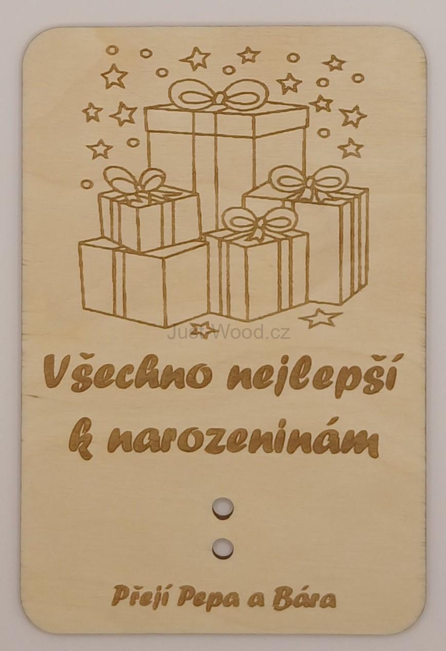 Dřevěné přáníčko na peníze (100 × 150 mm)