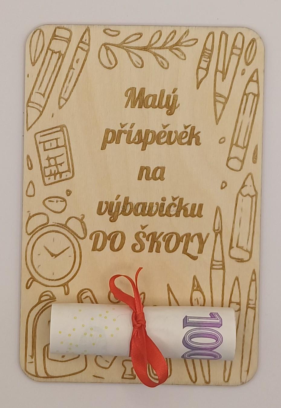 Dřevěné přáníčko na peníze (100 × 150 mm)