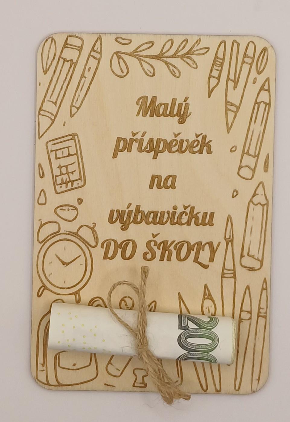 Dřevěné přáníčko na peníze (100 × 150 mm)