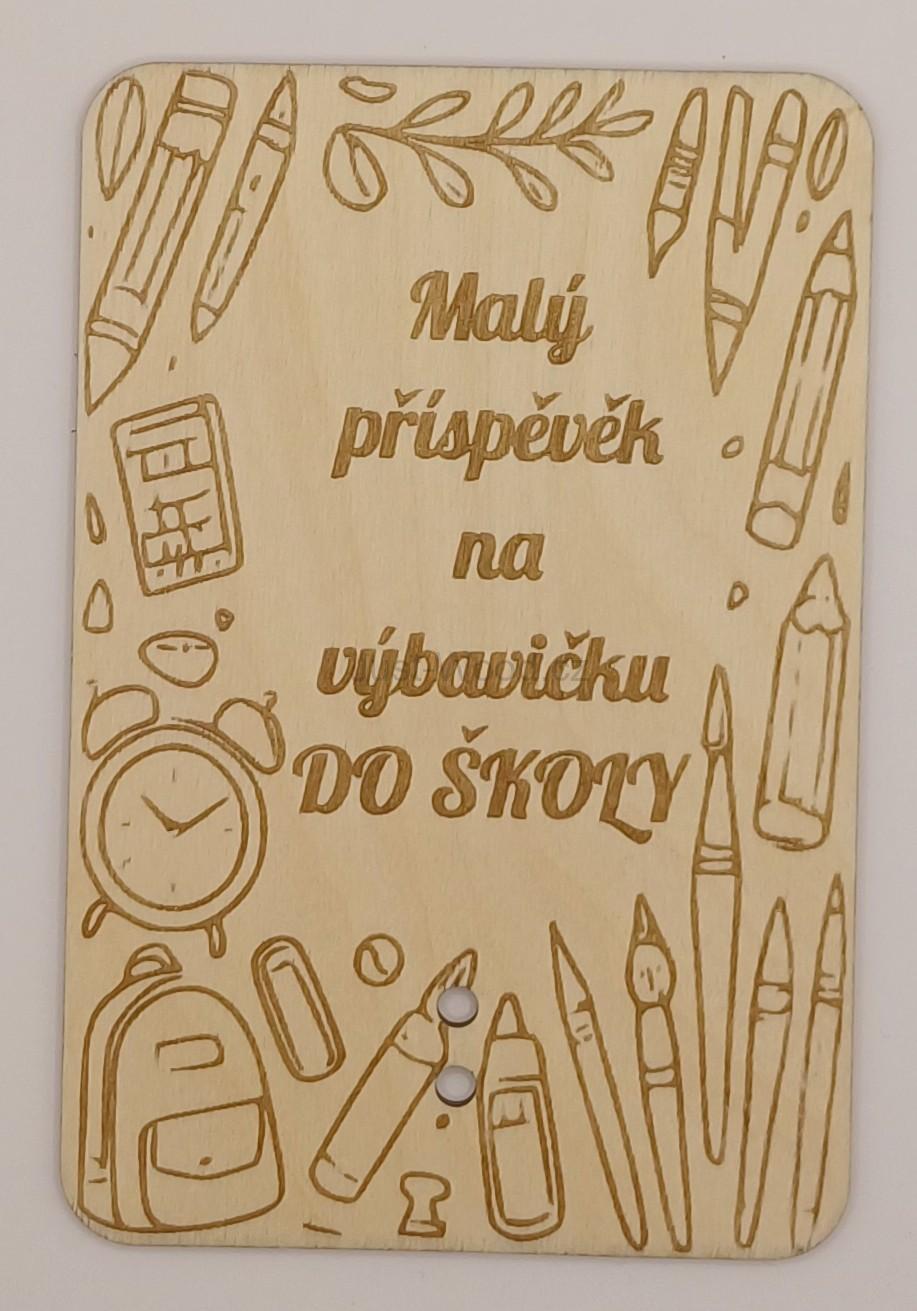 Dřevěné přáníčko na peníze (100 × 150 mm)