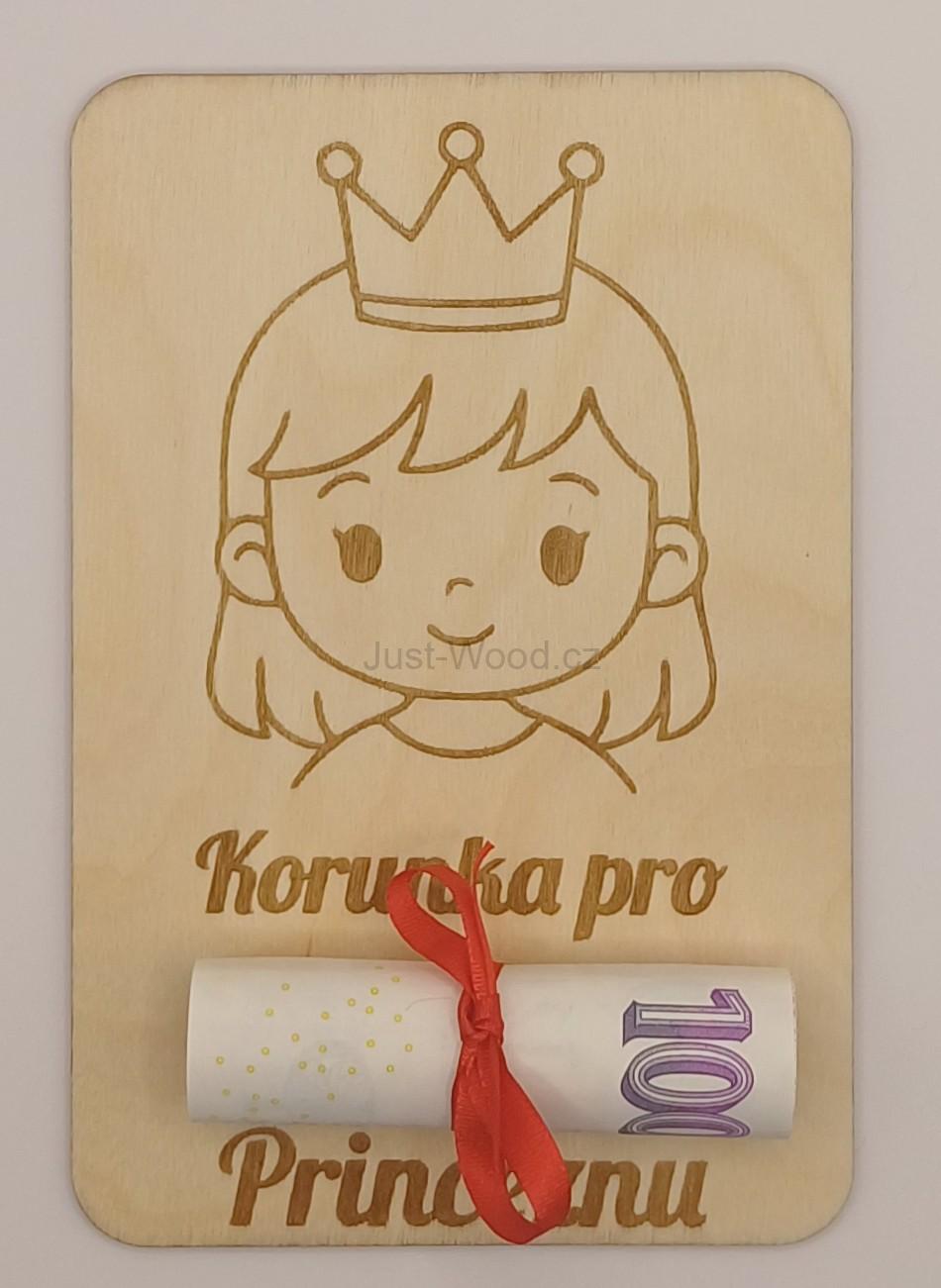 Dřevěné přáníčko na peníze (100 × 150 mm)