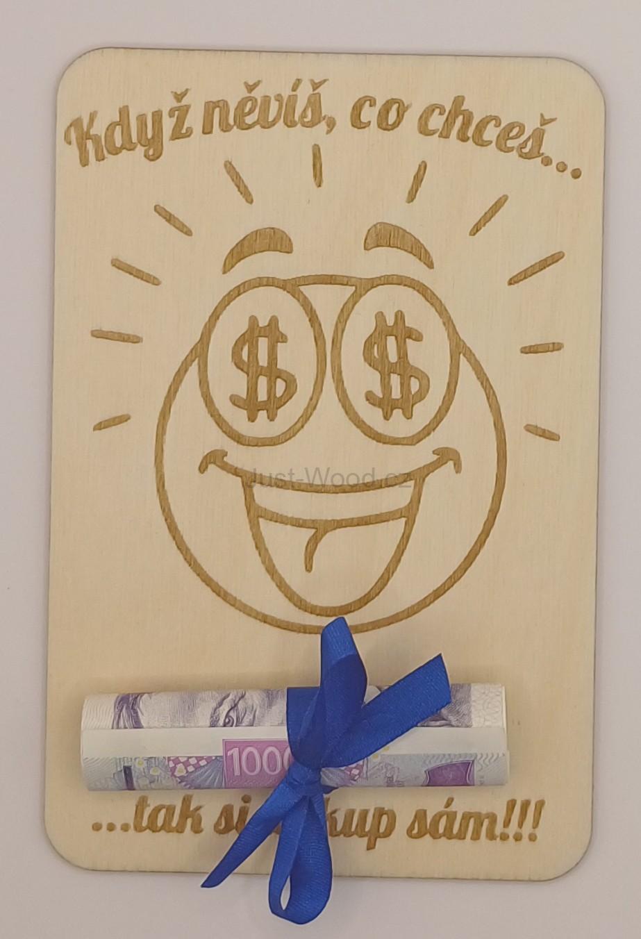 Dřevěné přáníčko na peníze (100 × 150 mm)