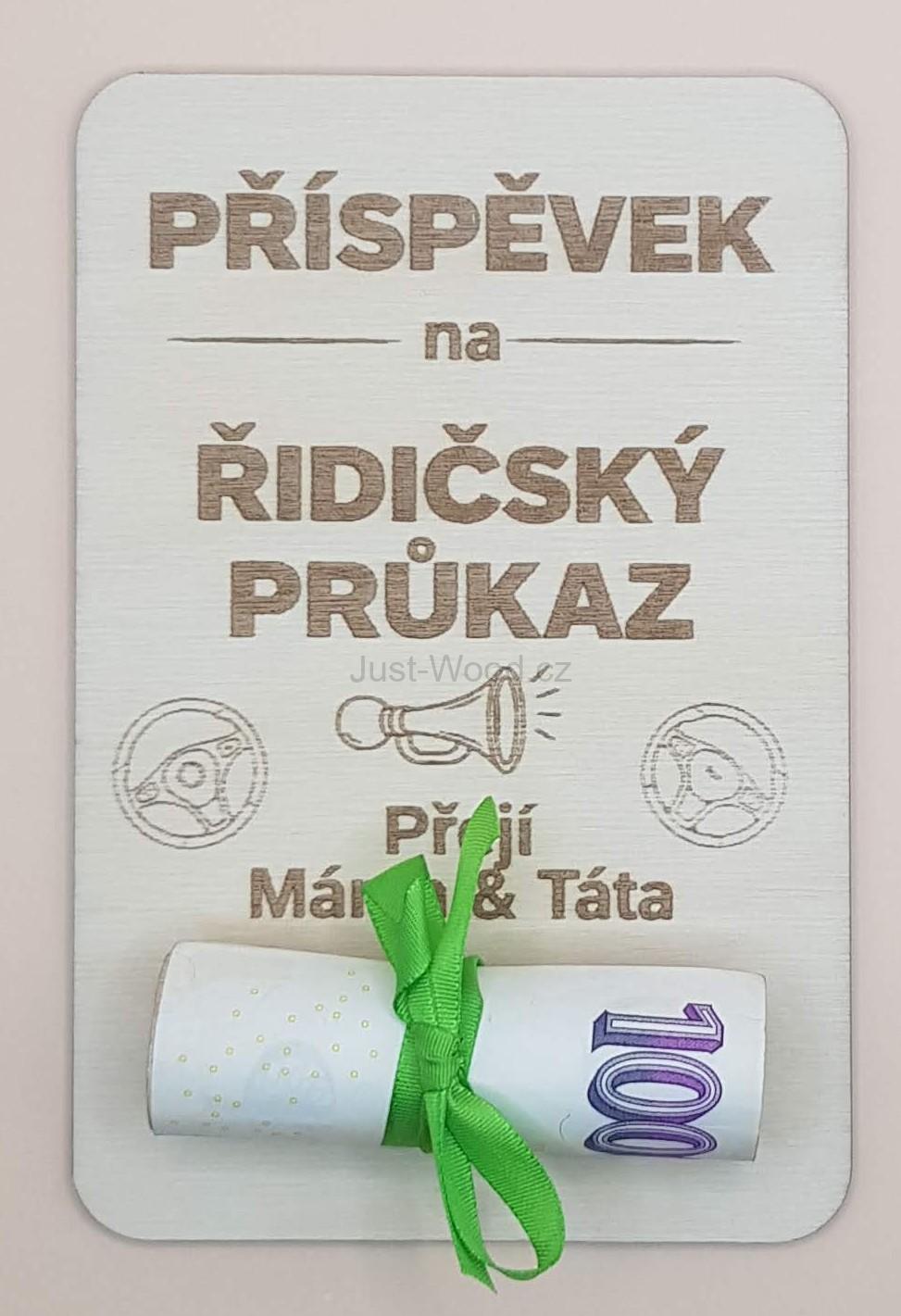 Dřevěné přáníčko na peníze (100 × 150 mm)