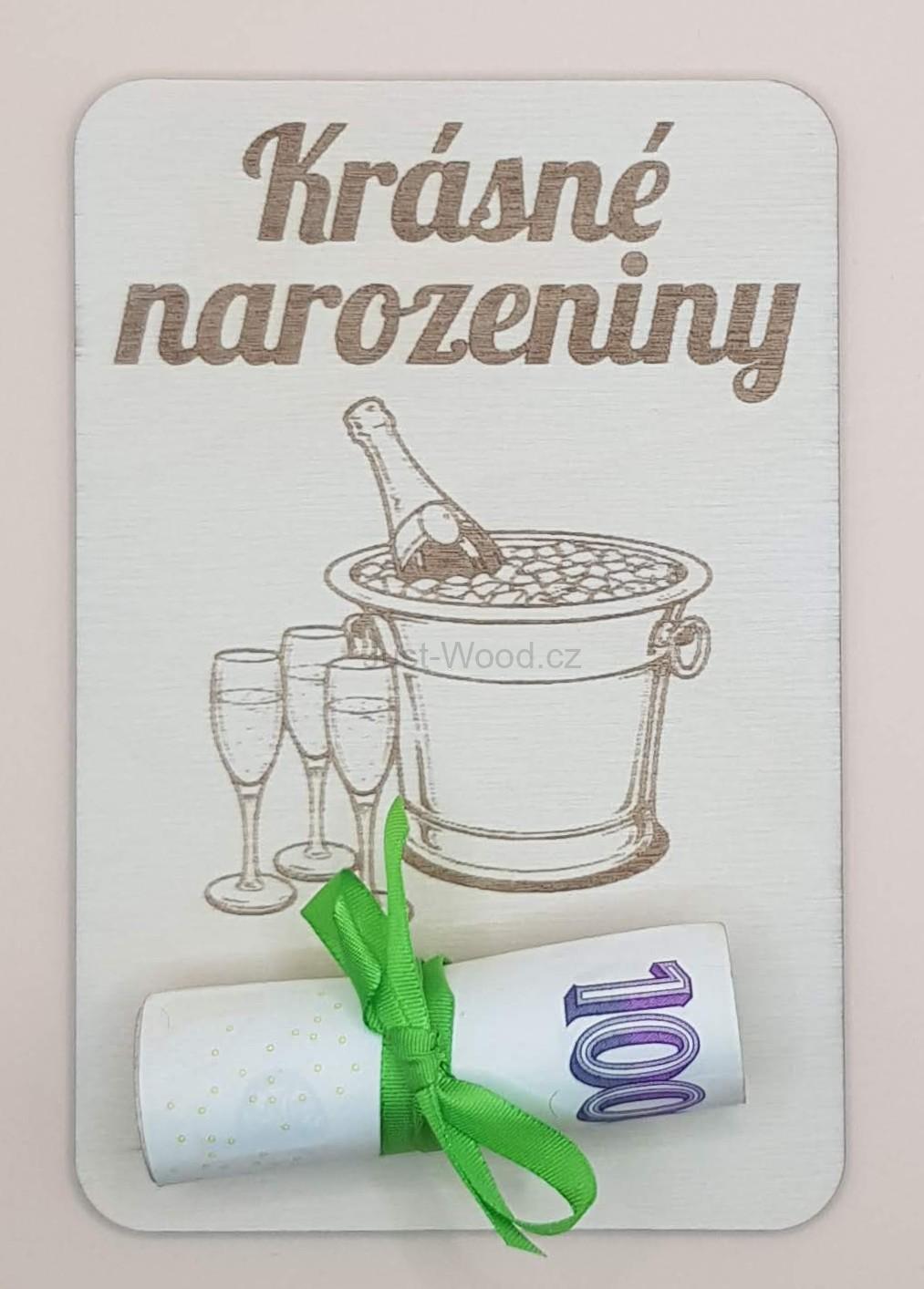 Dřevěné přáníčko na peníze (100 × 150 mm)