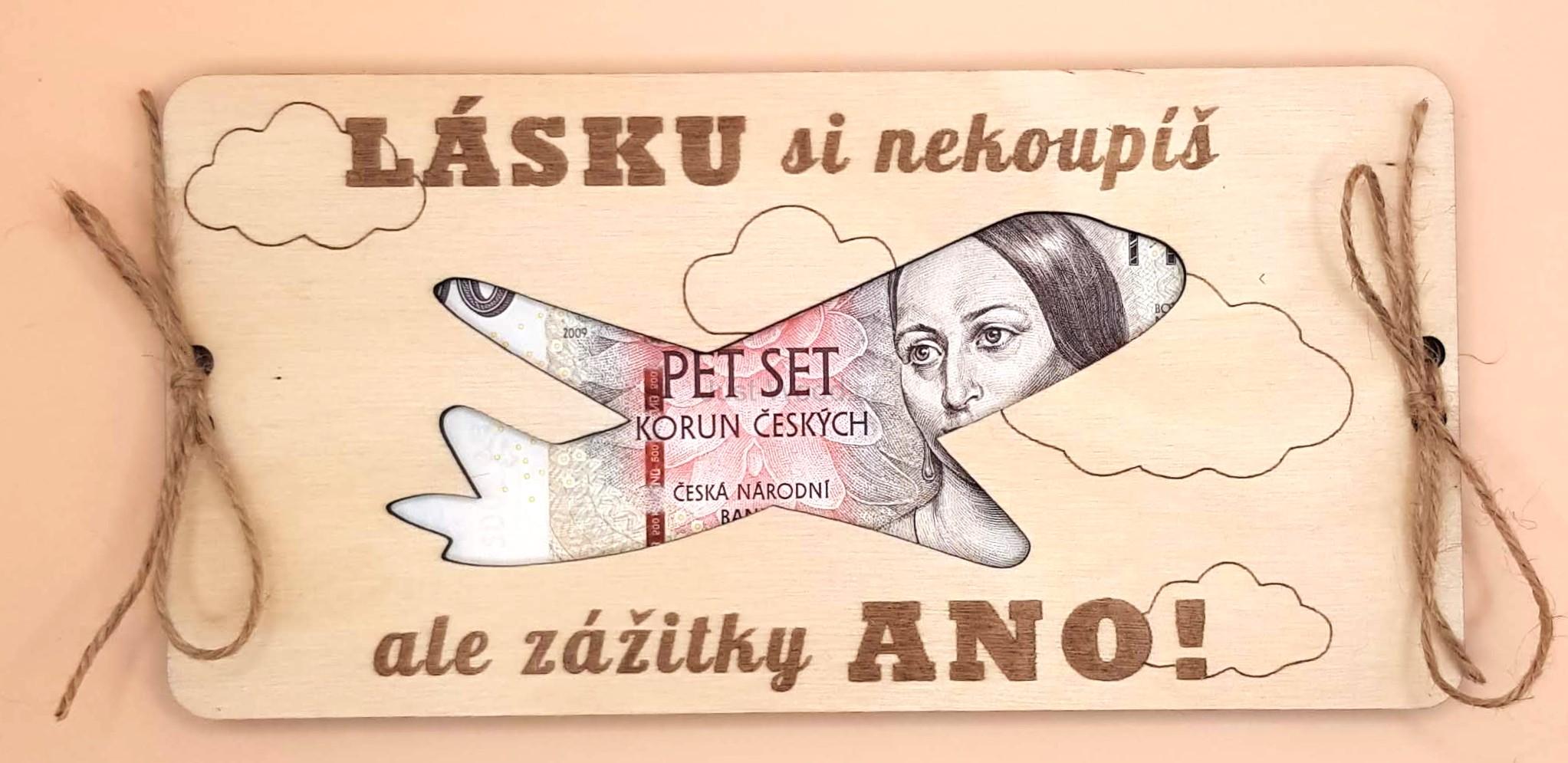 Dřevěné přáníčko na peníze (100 × 200 mm)