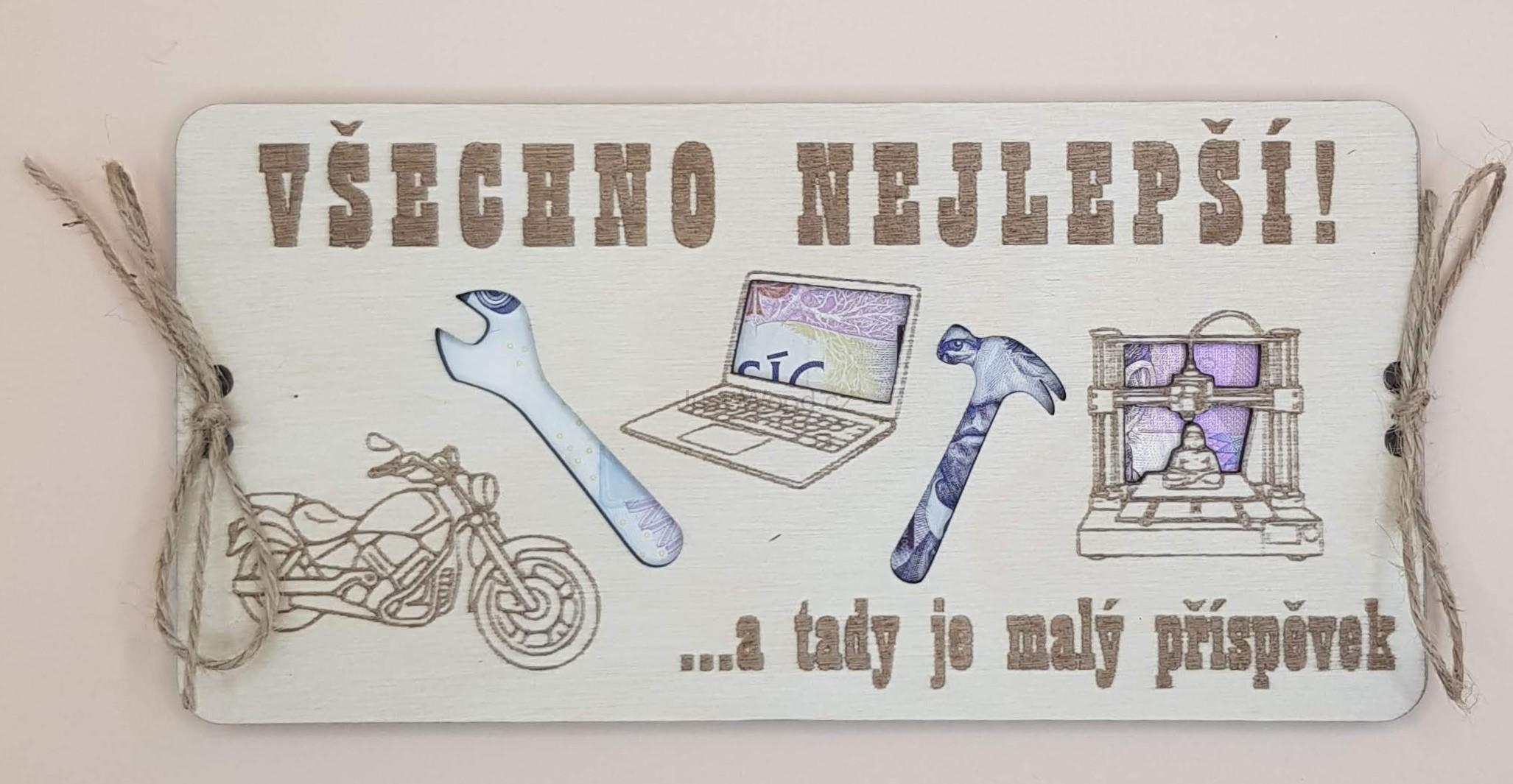 Dřevěné přáníčko na peníze (100 × 200 mm)