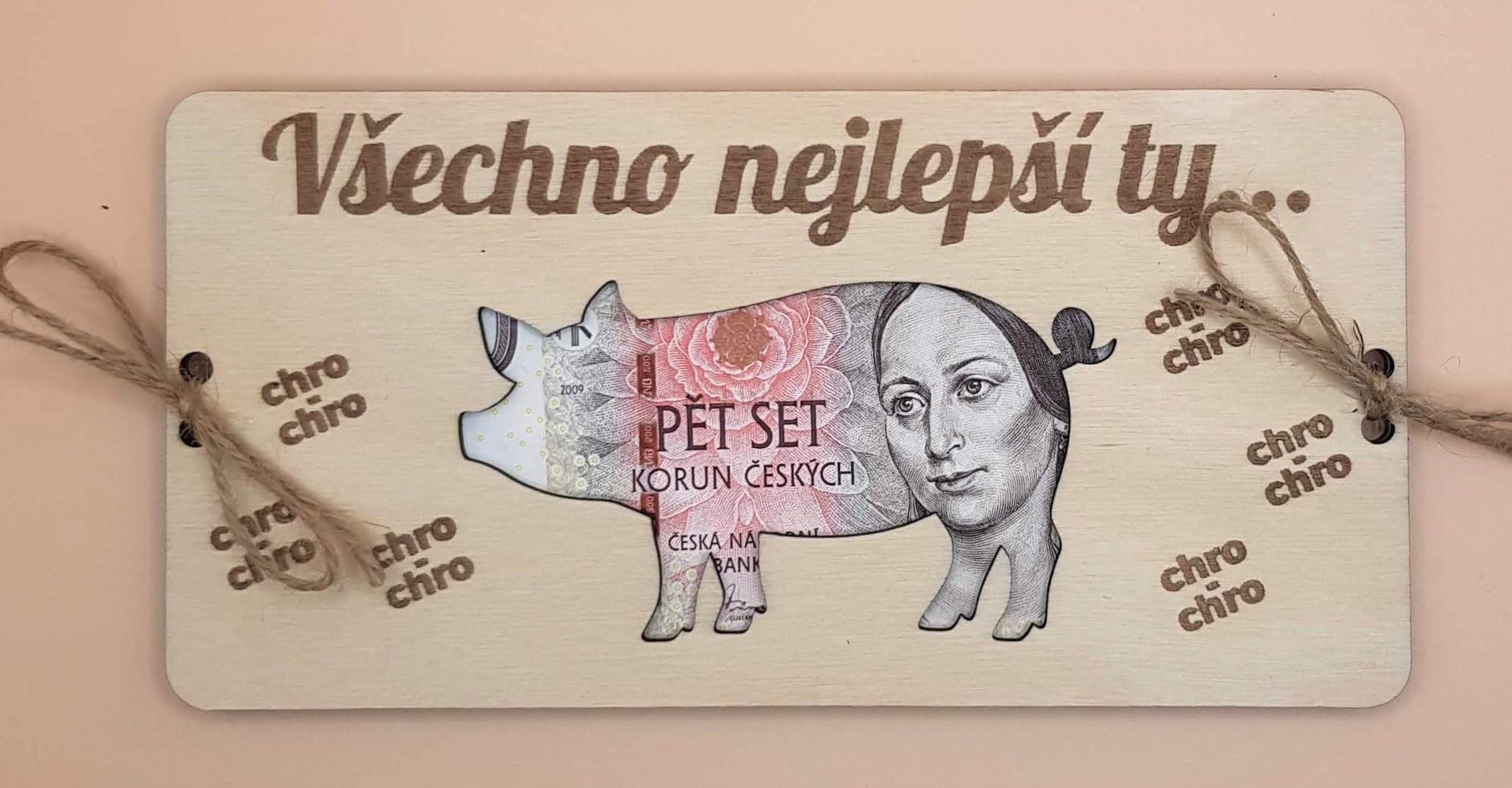 Dřevěné přáníčko na peníze (100 × 200 mm)