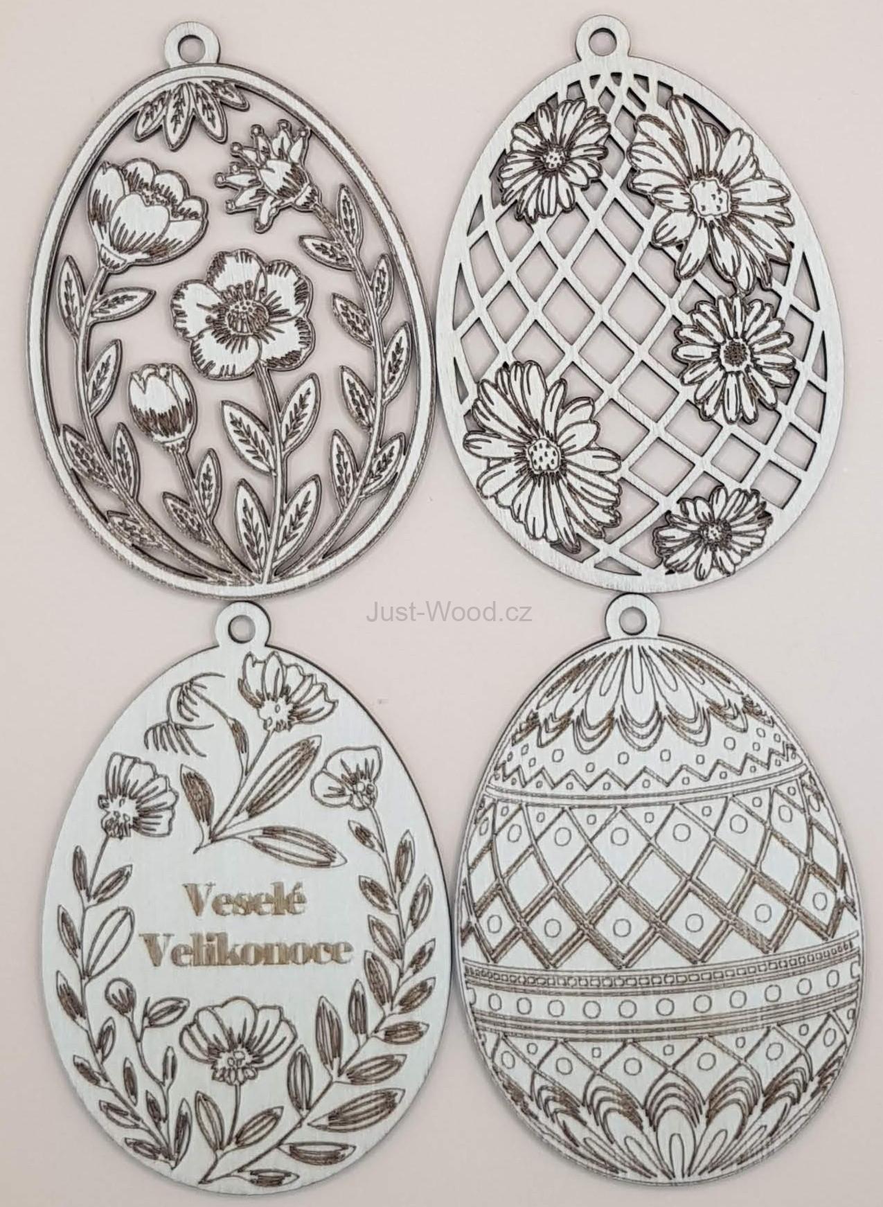 Sada dřevěných velikonočních ozdob – kraslice (10 cm)