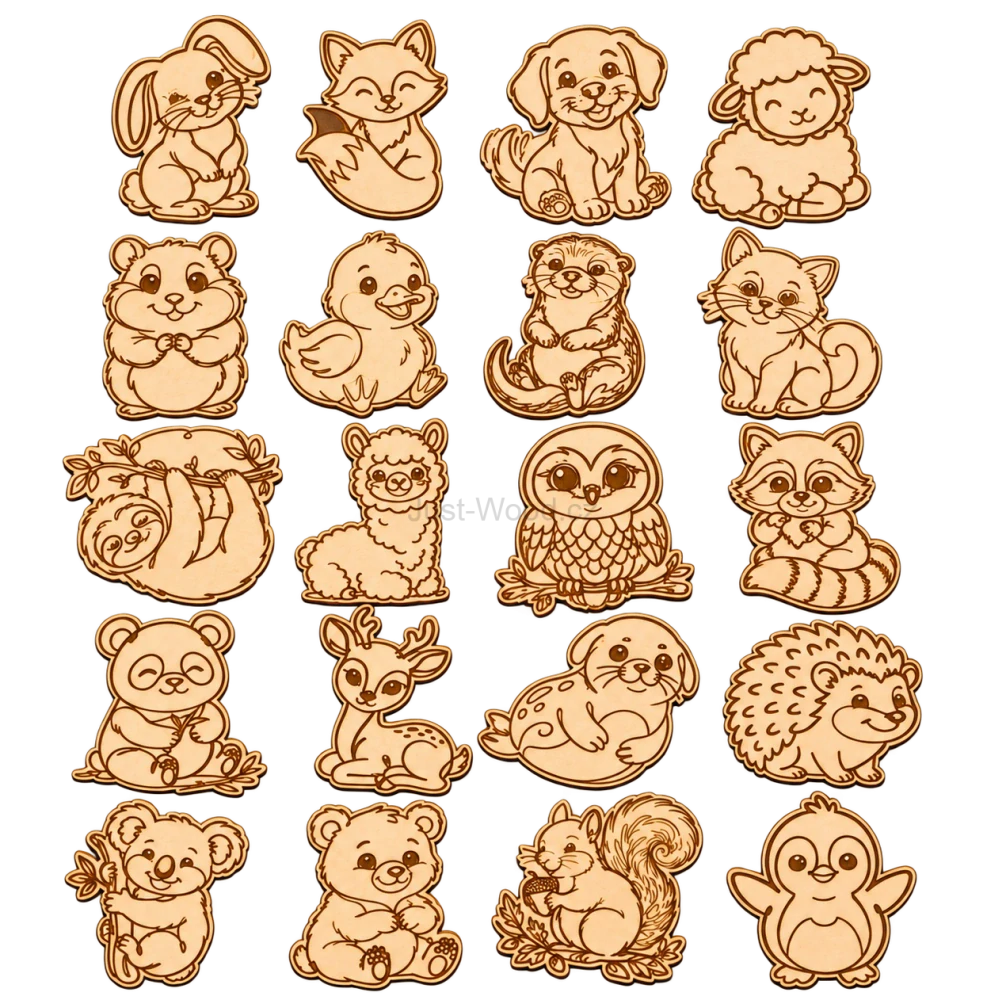 Dřevěná zvířátka k vymalování – sada 20 ks
