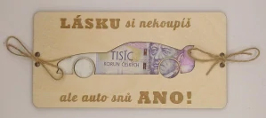 Dřevěné přáníčko na peníze (100 × 200 mm)