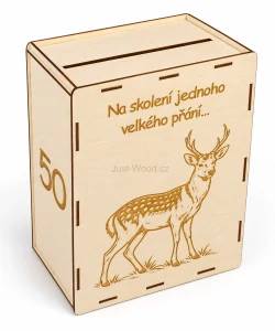 Dřevěná schránka na přání a obálky s gravírováním na míru